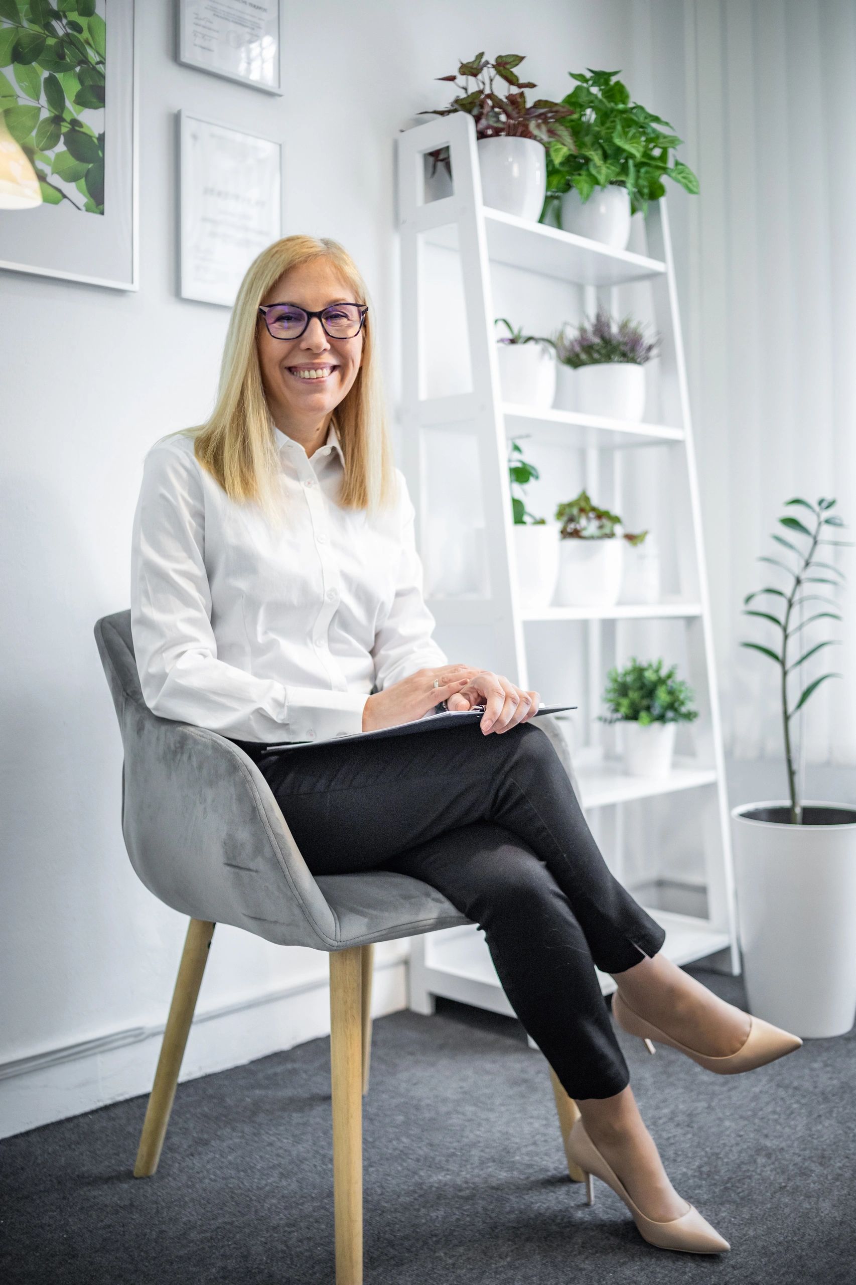 Professional woman in a calm office setting