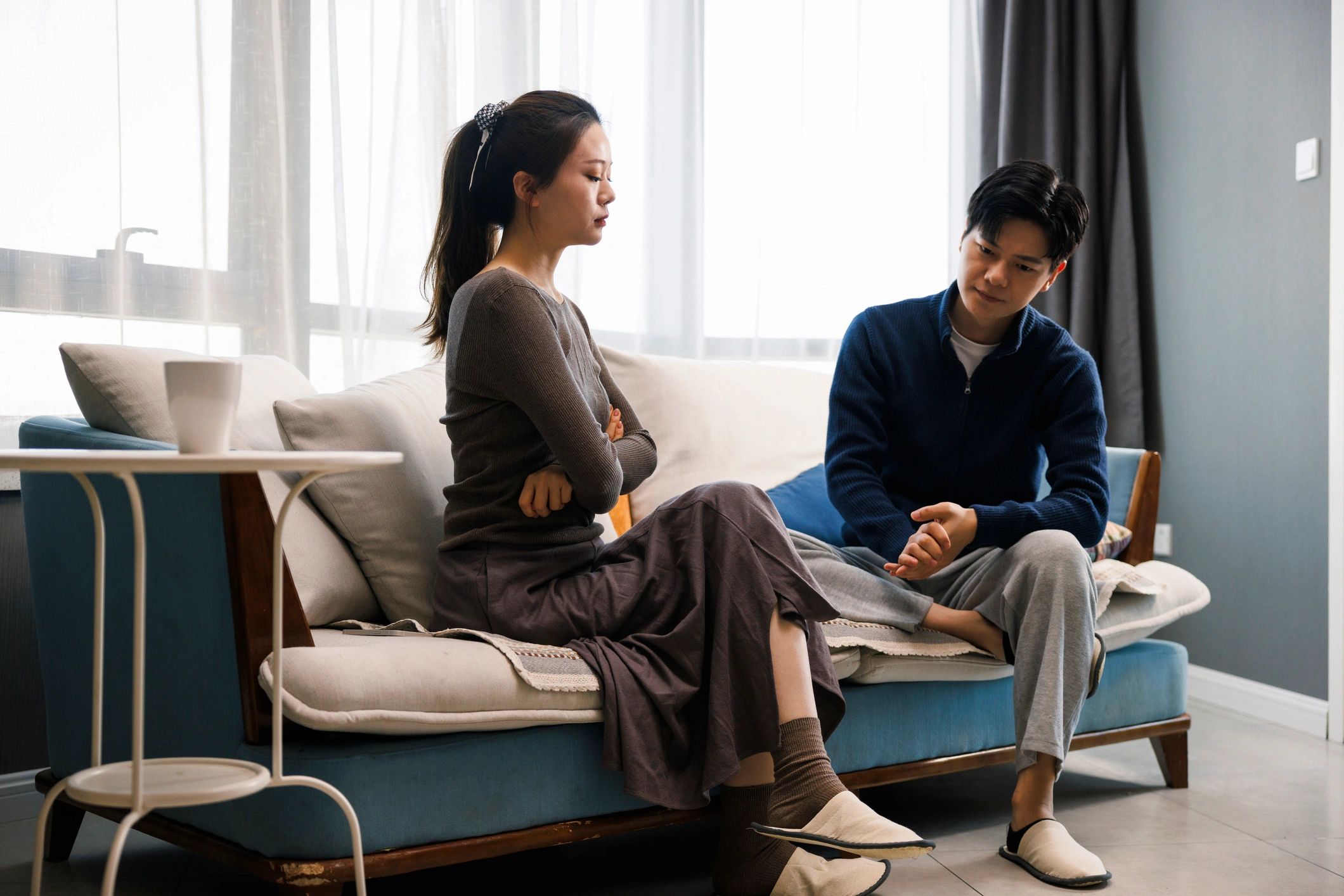 Couple in a calm reflective moment, representing relationship challenges
